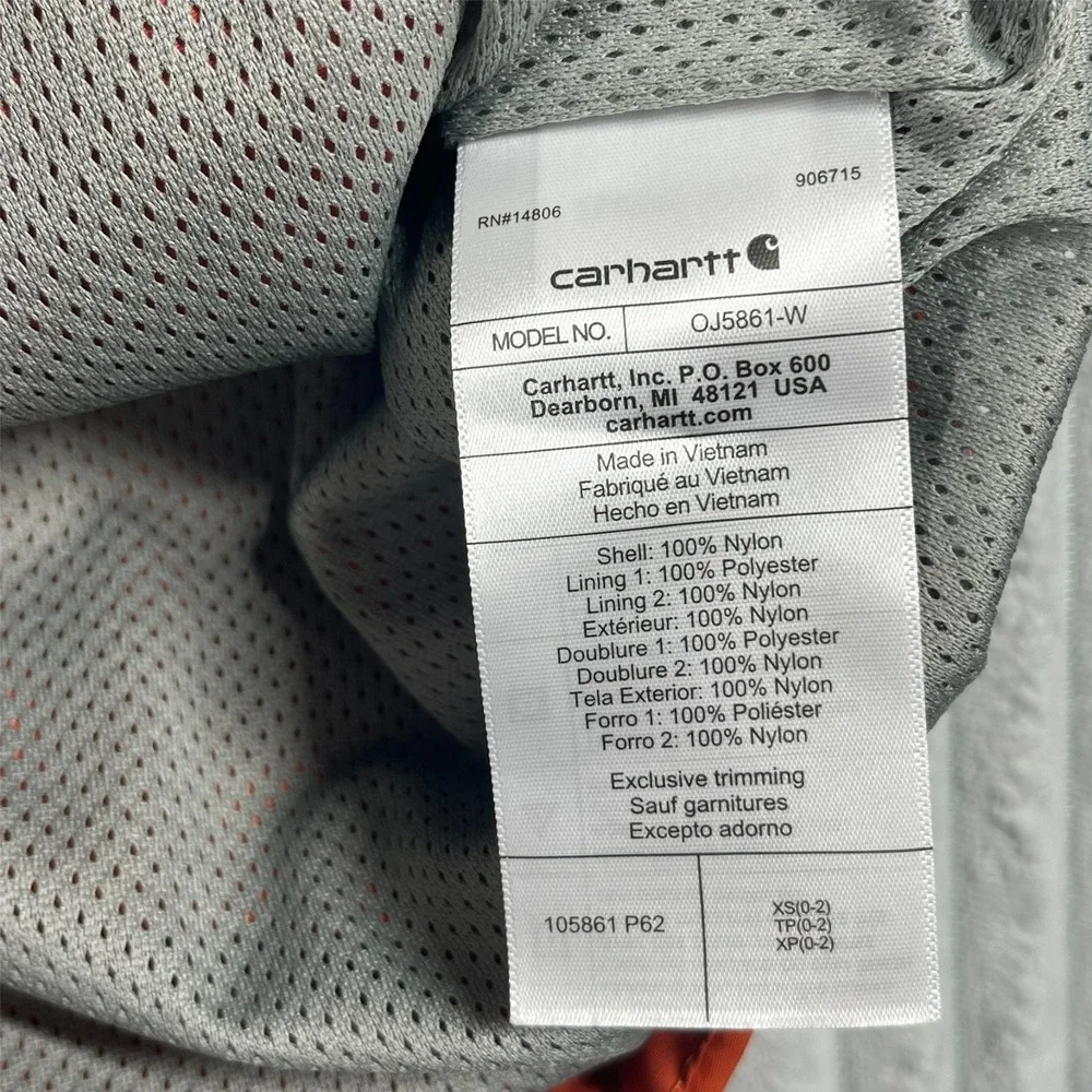 Carhartt Rain Defender‎ Loose Fit Lightweight Packable Anorak Jacket Women's XS